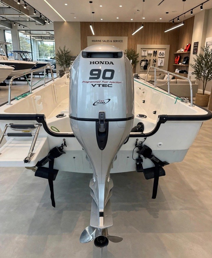 Used Honda 90HP VTEC four-stroke outboard motor, actual photos — view 3