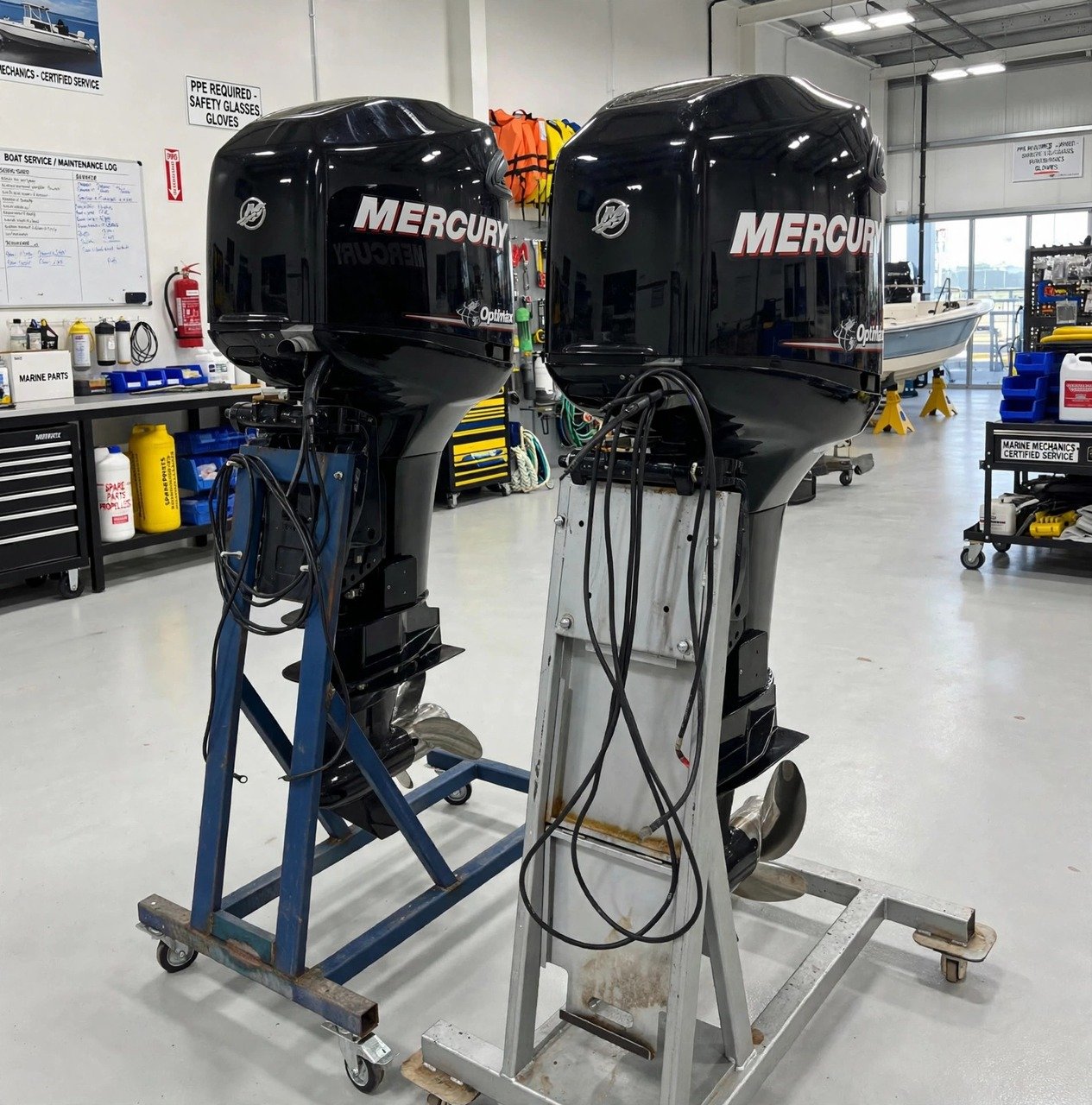 Twin 2012 Mercury Optimax 250HP outboard motors, actual photos — view 2